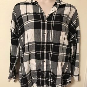 Plaid black button down